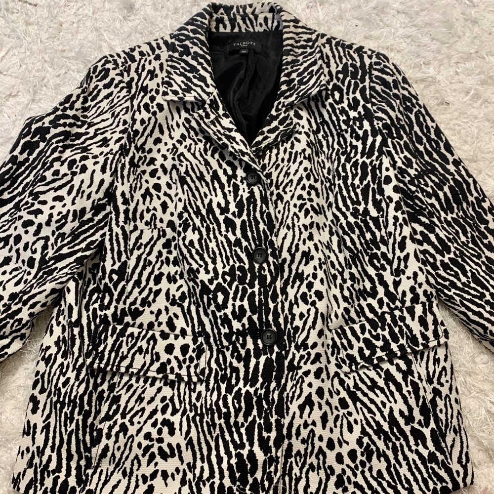 Black and white Talbots zebra print blazer